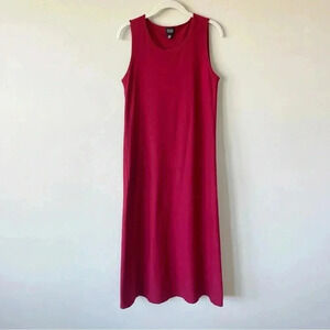 Eileen Fisher Sleeveless Stretch Midi Dress in Red Size Small